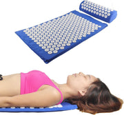 Accupressuur Spijkermat Met Kussen & Opbergtas Set - Yoga / Accupressure Yantra Fitness Sport Massage Mat Pad - Massagemat Blauw