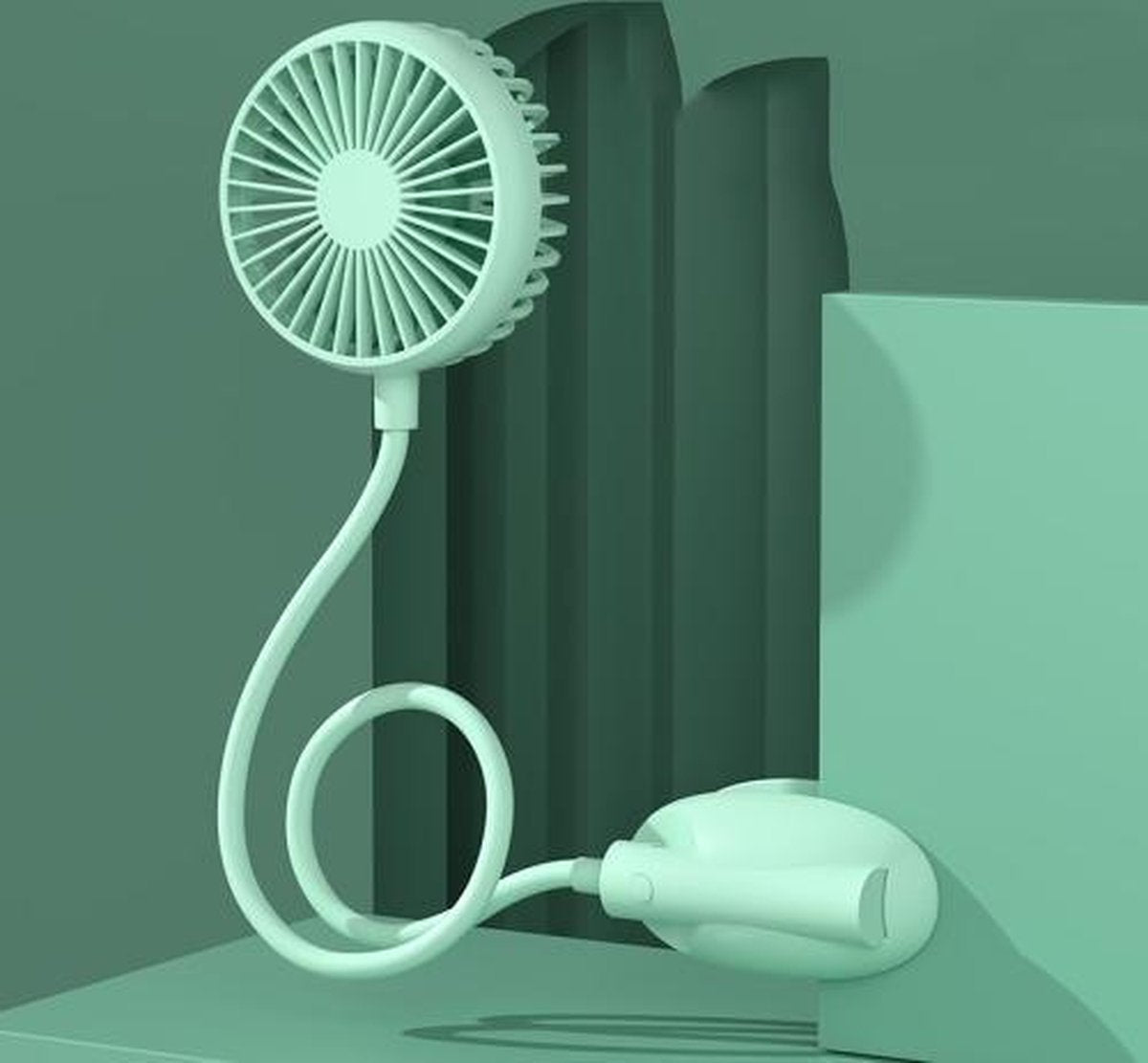 WS13 Sport Lazy Hanging Neck Fan Draagbare opvouwbare desktopventilator (groen)
