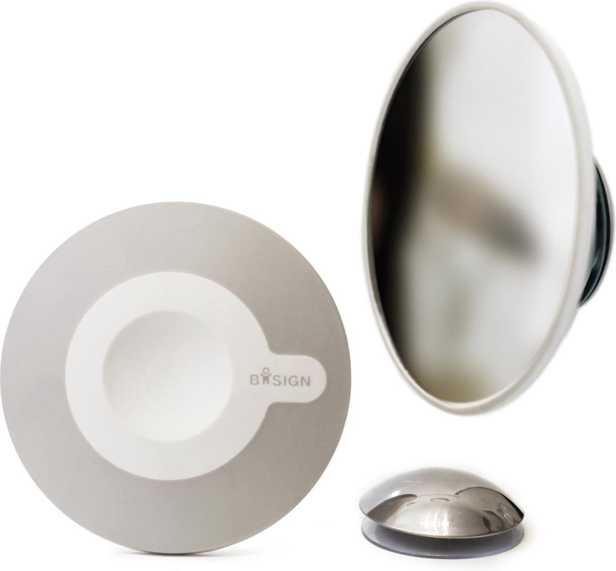 Bosign kleine magnetische 5x vergrotende Make-up/Scheer Spiegel - diameter 11 cm grijs