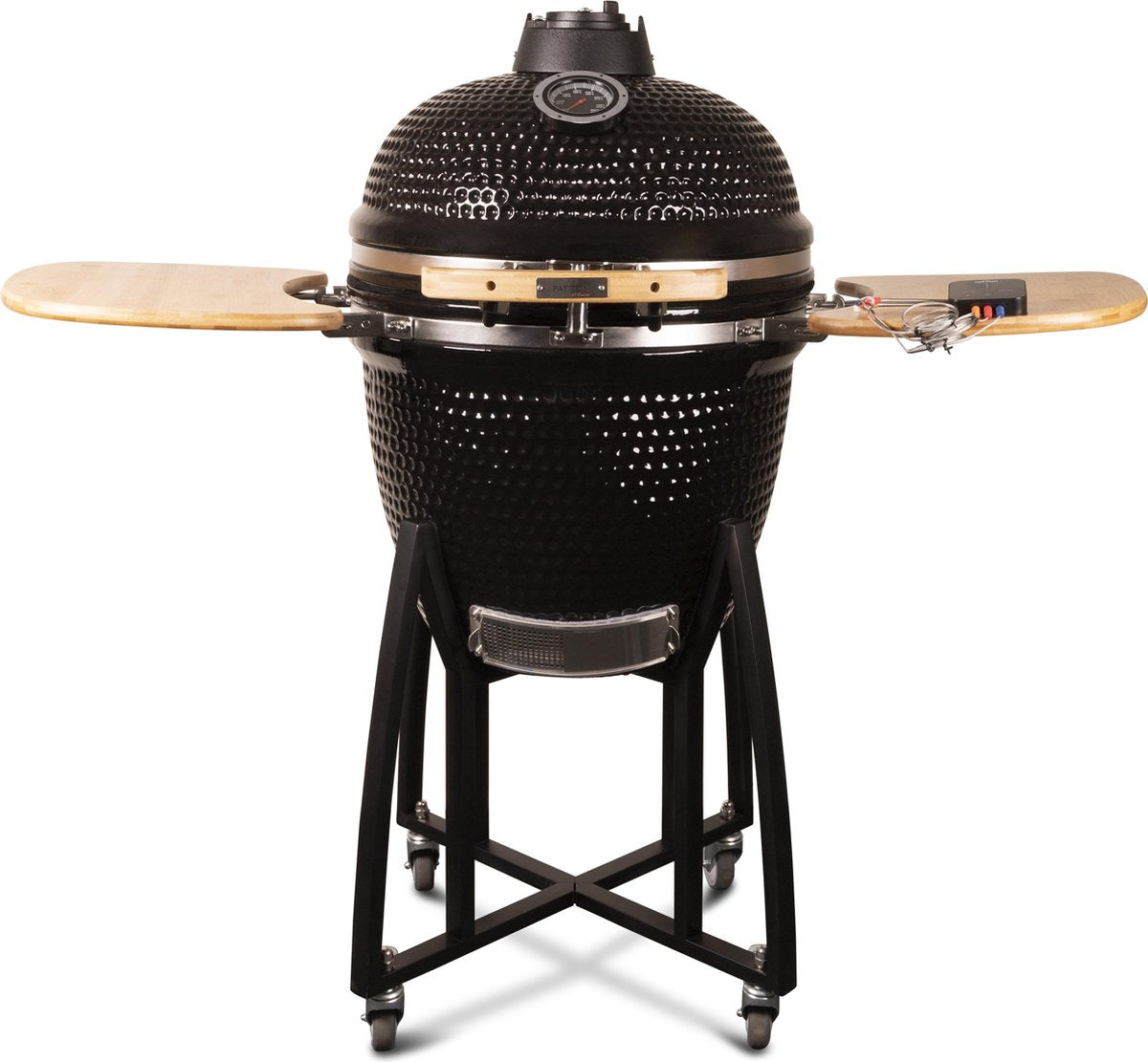 Patton - Kamado 21" - Premium Black - Keramische barbecue - incl. Bluetooth kerntemperatuurmeter - LED verlichting - Large - Compleet - Zwart