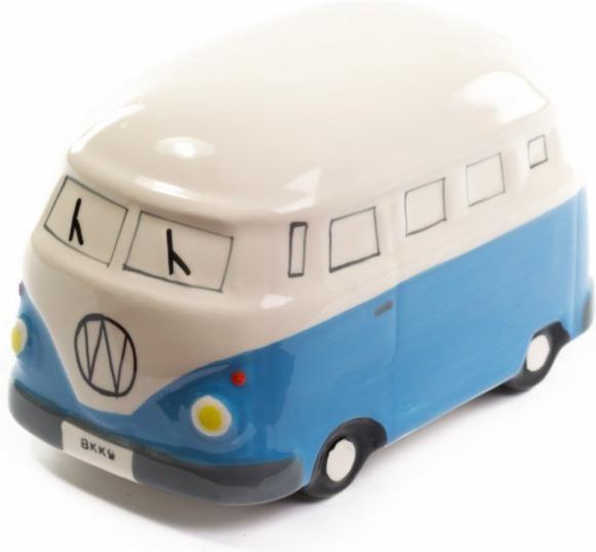 Spaarpot - Keramiek - Volkswagenbusje - Blauw - 9cm - Sawahasa  - Thailand - Fairtrade