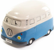 Spaarpot - Keramiek - Volkswagenbusje - Blauw - 9cm - Sawahasa  - Thailand - Fairtrade
