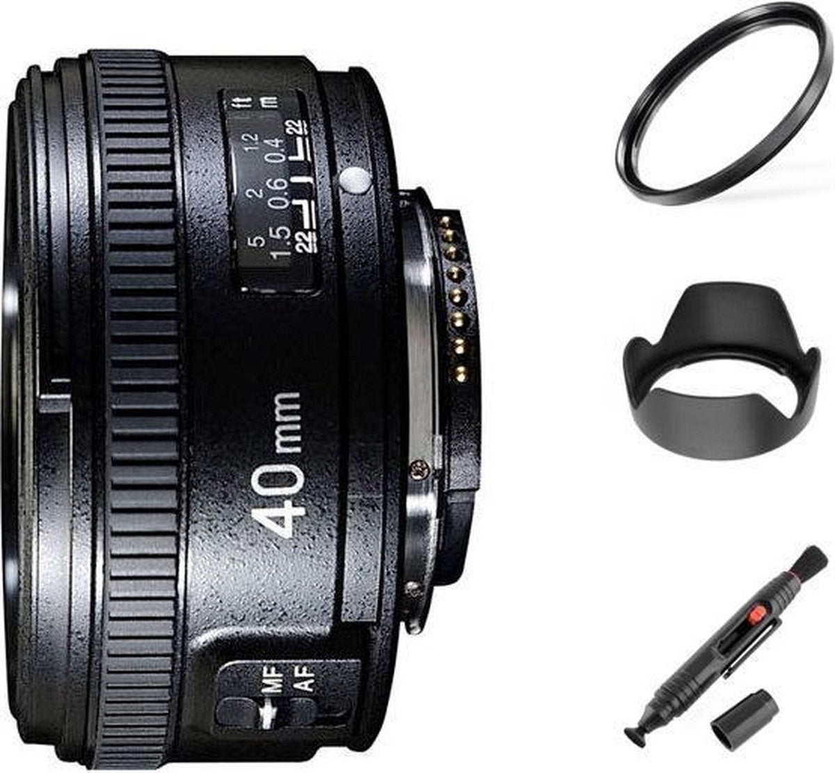 Yongnuo 40mm F2.8 autofocus lens Nikon F DSLR camera met gratis 58mm uv-filter