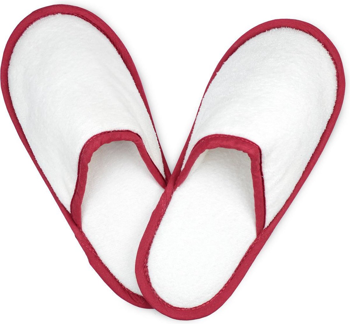 Unico Badstoffen Slippers Wit-Rood 5 paar-38-40
