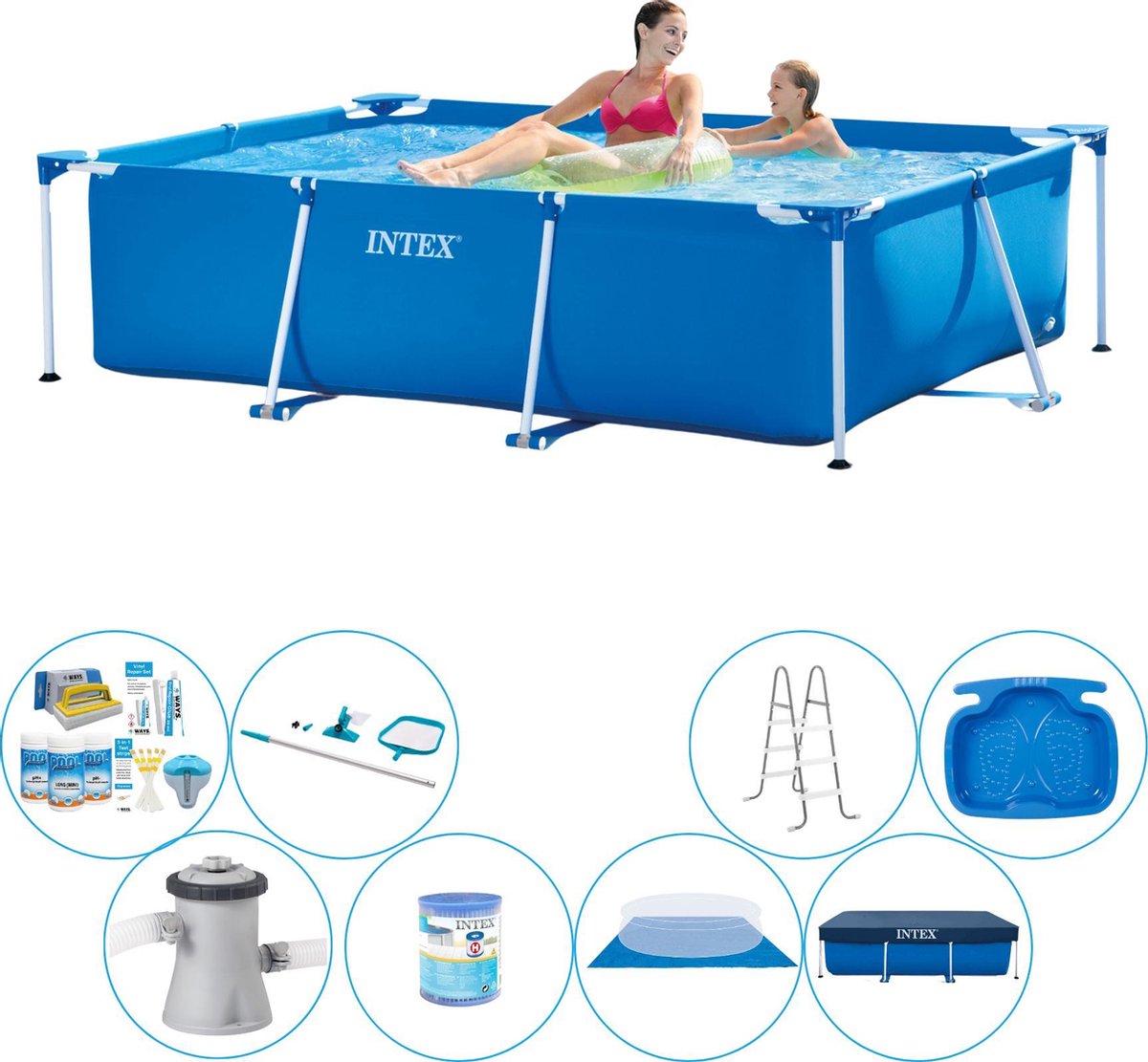 Intex Frame Pool Rechthoekig 220x150x60 cm - Zwembad Bundel