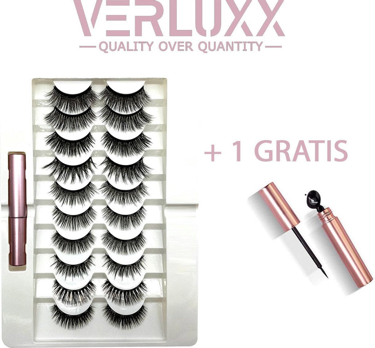 PEARL BLACK 20 stuks 3D Magnetische Wimpers van ons professionele merk - VERLUXX© - 'Quality Over Quantity'. Incl. Geïoniseerde Waterproof Eyeliner & Pincet