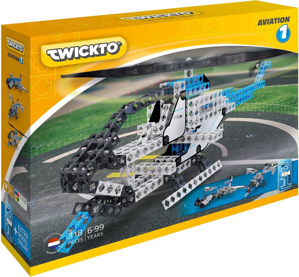 Twickto bouwset - speelvoertuig - Luchtvaart - 319 delig - blauw en grijs