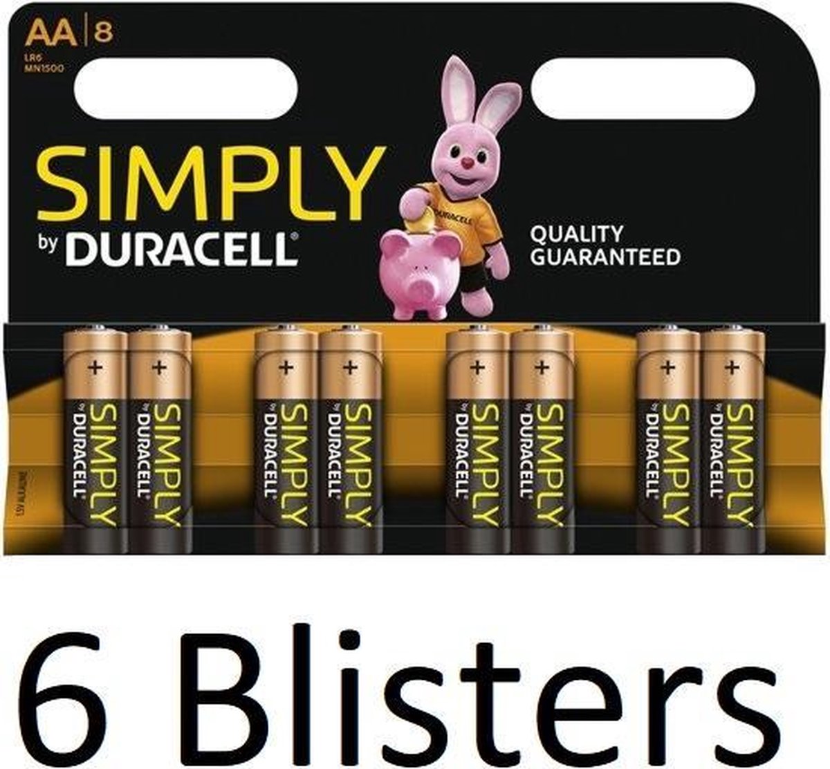 48 Stuks (6 Blisters a 8 st) Duracell AA Simply Batterijen