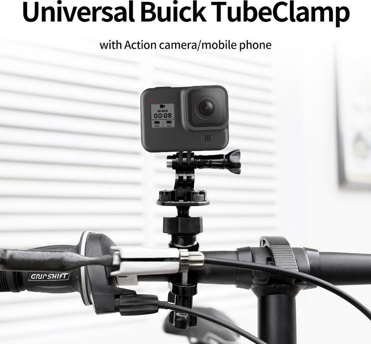 PRO SERIES Fiets Stuur Houder Stuurdiameter (17-35 mm) geschikt voor GoPro / DJI OSMO / Insta360 en Sports / Action Cameras