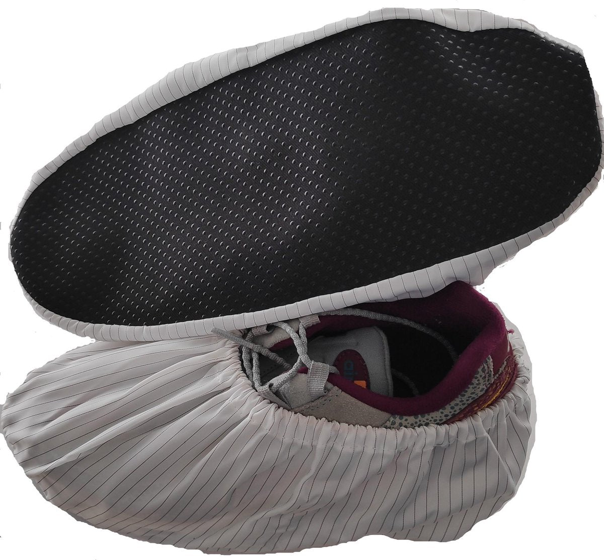 2 Paar ESD Overschoenen / schoenovertrek / schoenhoesje / antislip herbruikbaar antistatisch wit met streep maat 37-42