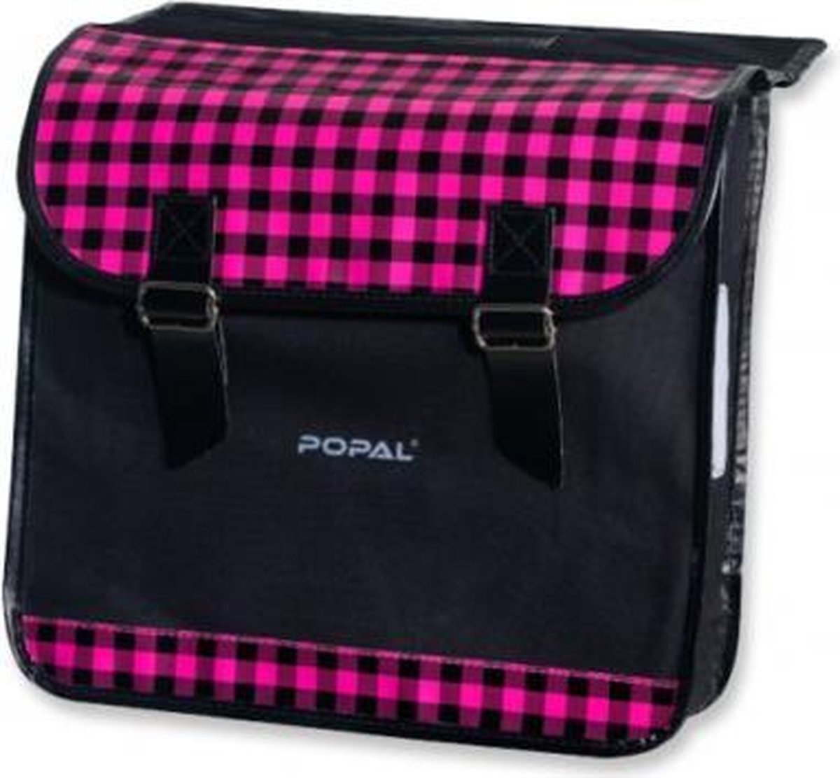 Popal - Dubbele Fietstas - Geruit Roze