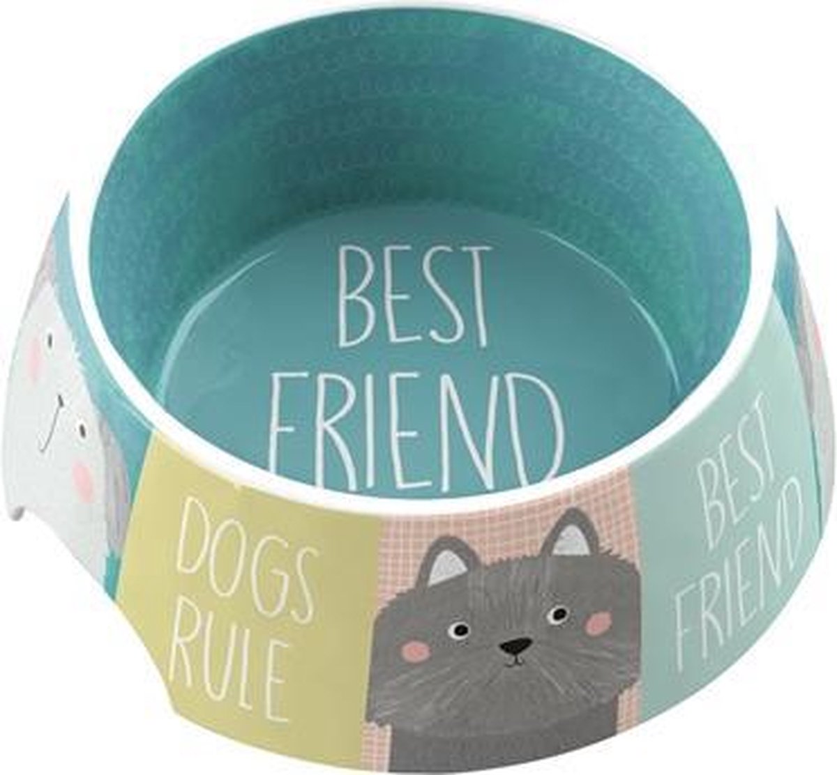 Tarhong voerbak best friends forever melamine multi - 18x18x7 cm 590 ml - 1 stuks