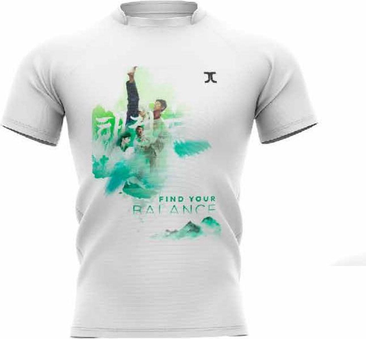 Trainingshirt JCalicu Taekwondo Find your balance wit-groen - Product Kleur: Wit Groen / Product Maat: L