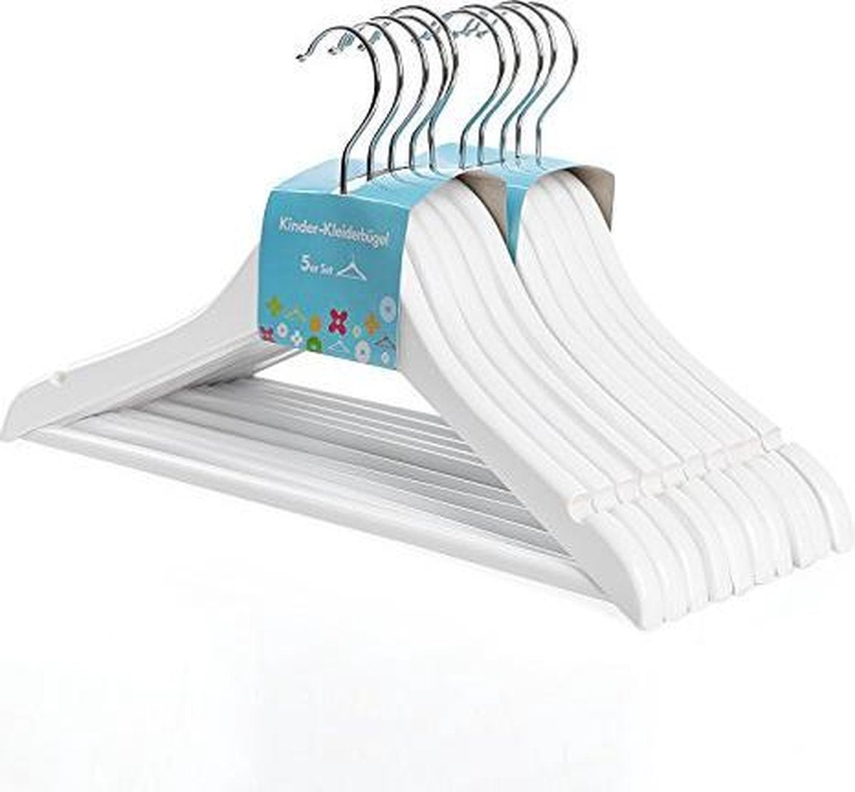 Houten Baby / Kinder Kledinghangers - Kledingrek Kapstok Jas Broek Hanger - Kleerhanger - 10 Stuks Wit CRW006W02
