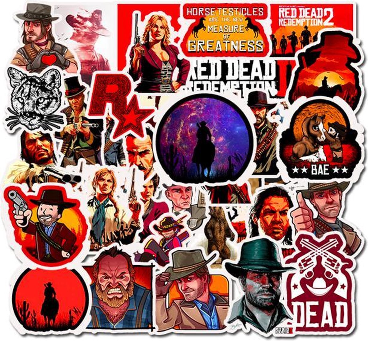 ProductGoods - 50 Stuks Red Dead Redemption Stickers - Muur Decoratie - Koffer Decoratie - Laptop Decoratie - Koelkast Decoratie - Stickervellen - Red Dead Redemption