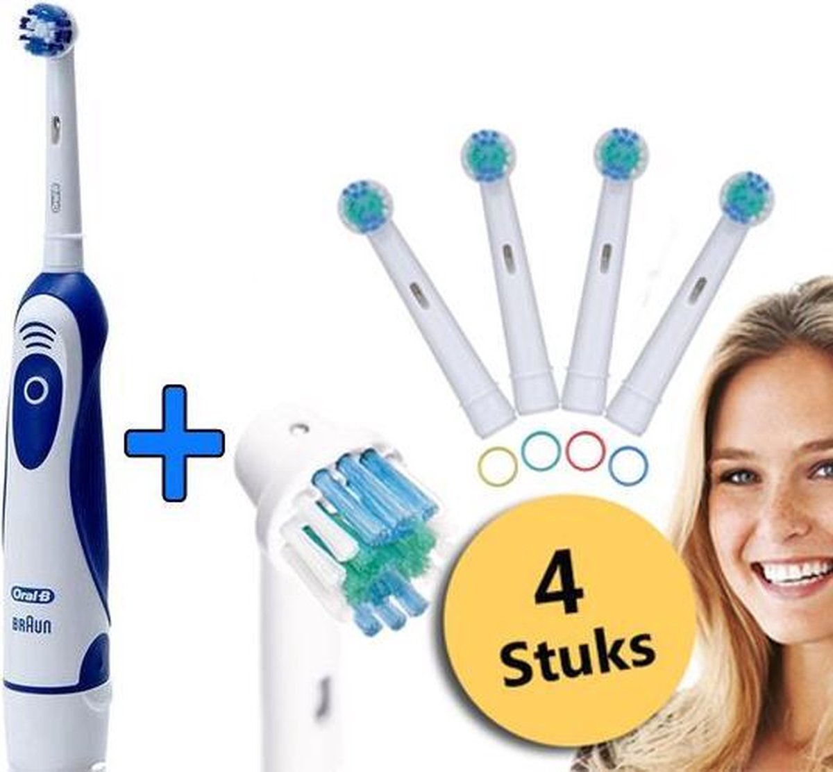 Oral-B tandenborstel - AdvancePower - elektrische tandenborstel - tandenborstel op batterij - inclusief 4 basic opzetborsteljes geschikt voor Oral-B