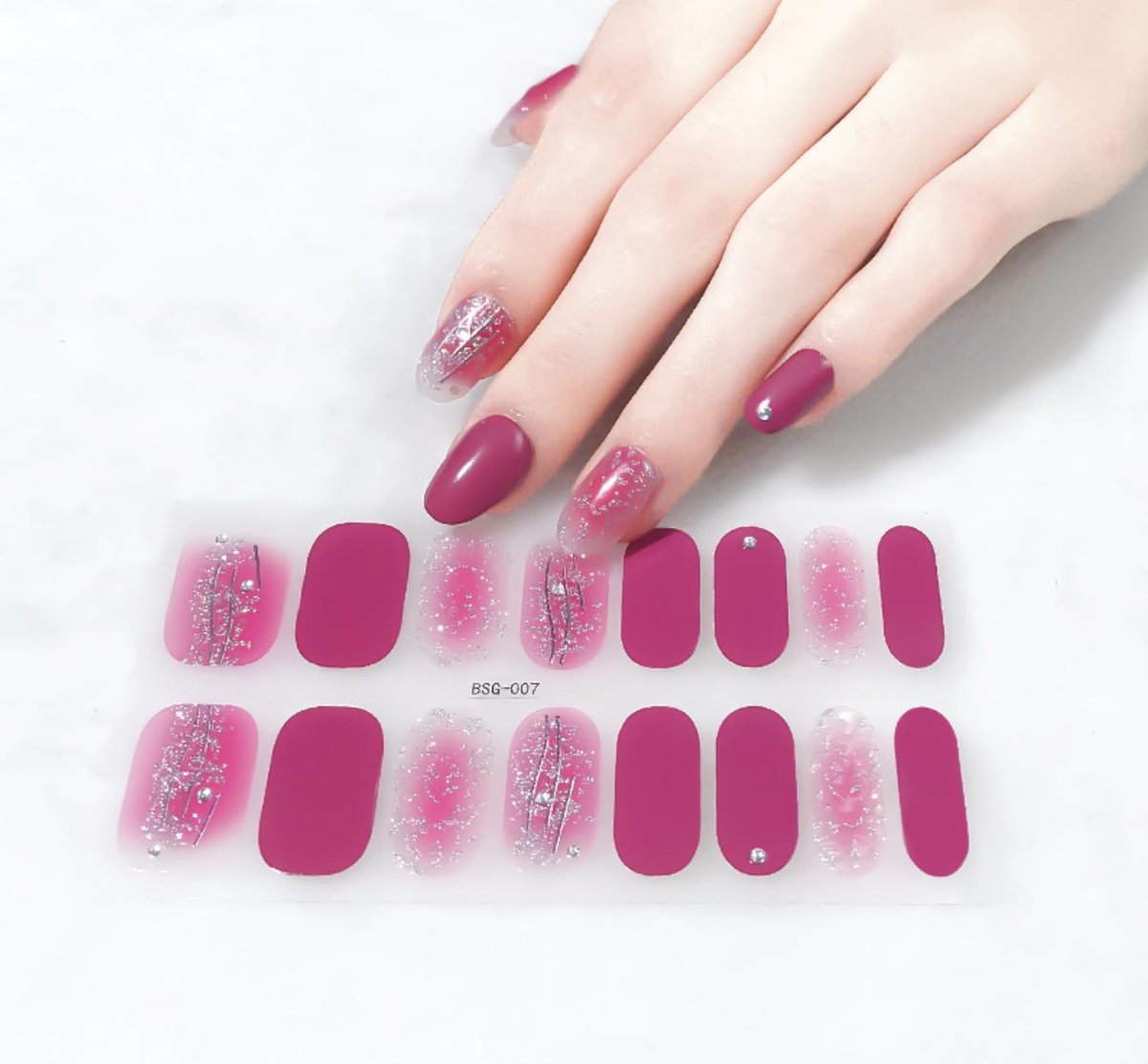 GUAPÀ - Nagelstickers & Nail wraps - Nail Art - Nagel Folie - Roze - 16 stuks