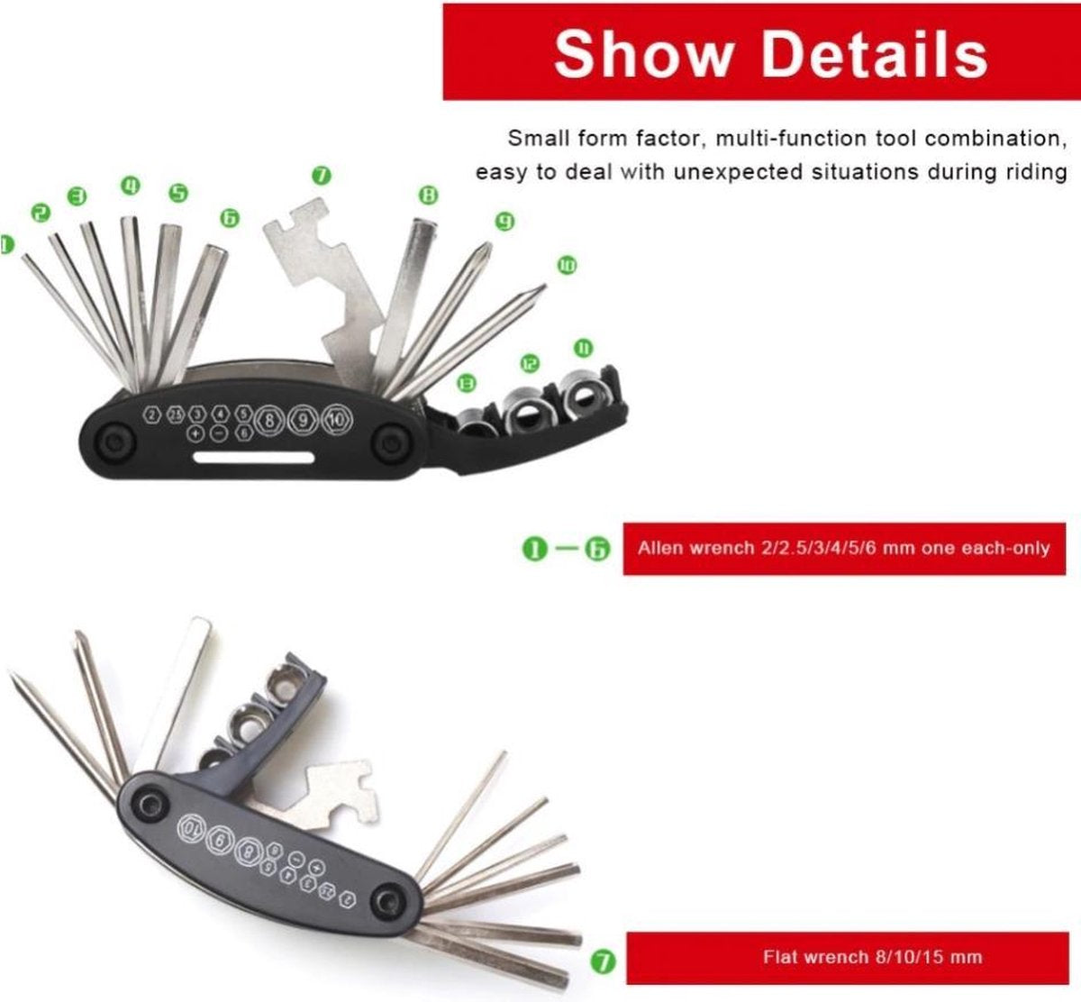 BikerVibes - Fiets reparatieset - Banden plak set fiets - multitool fiets gereedschap - in zadel tas