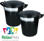 RelaxPets - Voerton - Voer Bewaar Box - Feed Bucket - Schrijflabel - Lock Sluiting - Inclusief Deksel - Zwart - 40 Liter - 2 stuks -  40L 46x44.5cm