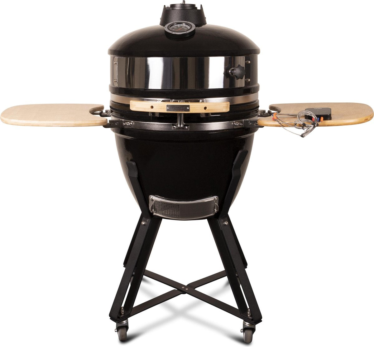 Patton - Kamado 21" - Meat & Pizza edition - Premium Black - Keramische barbecue - incl. Bluetooth  kerntemperatuurmeter - LED verlichting - Large - Compleet - Zwart