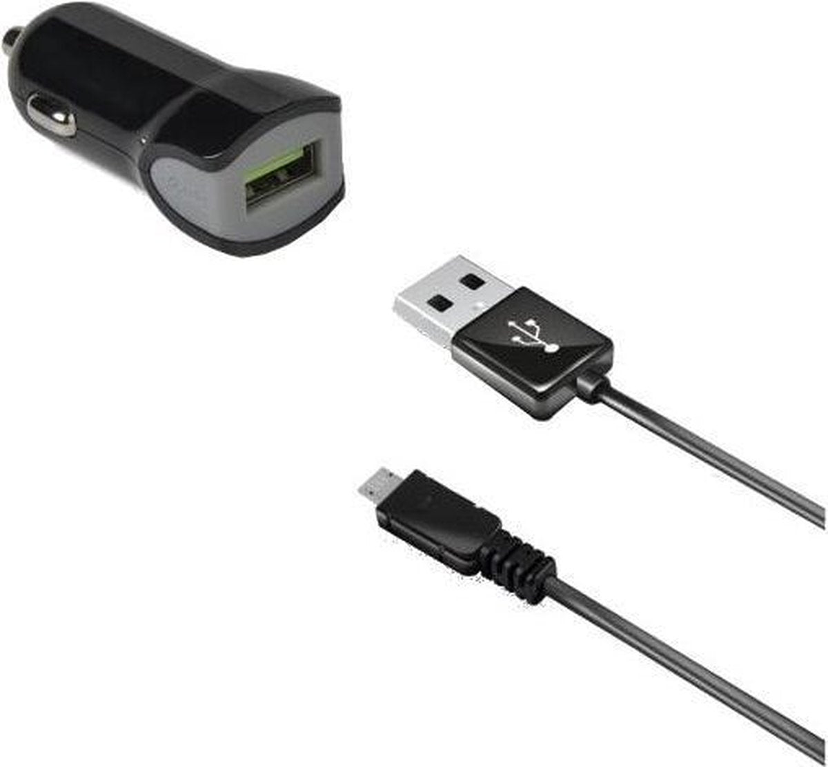 Celly Autolader Usb 12/24v 2.4a + Micro-usb-datakabel Zwart