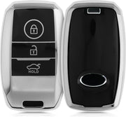 kwmobile autosleutelhoes voor Kia 3-knops Smartkey autosleutel - TPU beschermhoes in hoogglans zilver