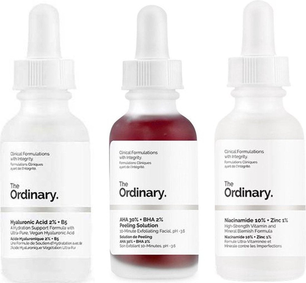 THE ORDINARY BESTSELLERS IN ONE BUNDLE ! - The Ordinary AHA 30% + 2% Peeling Solution - Hyaluronic Acid 2% + B5 - Niacinamide 10% + Zinc 1% -