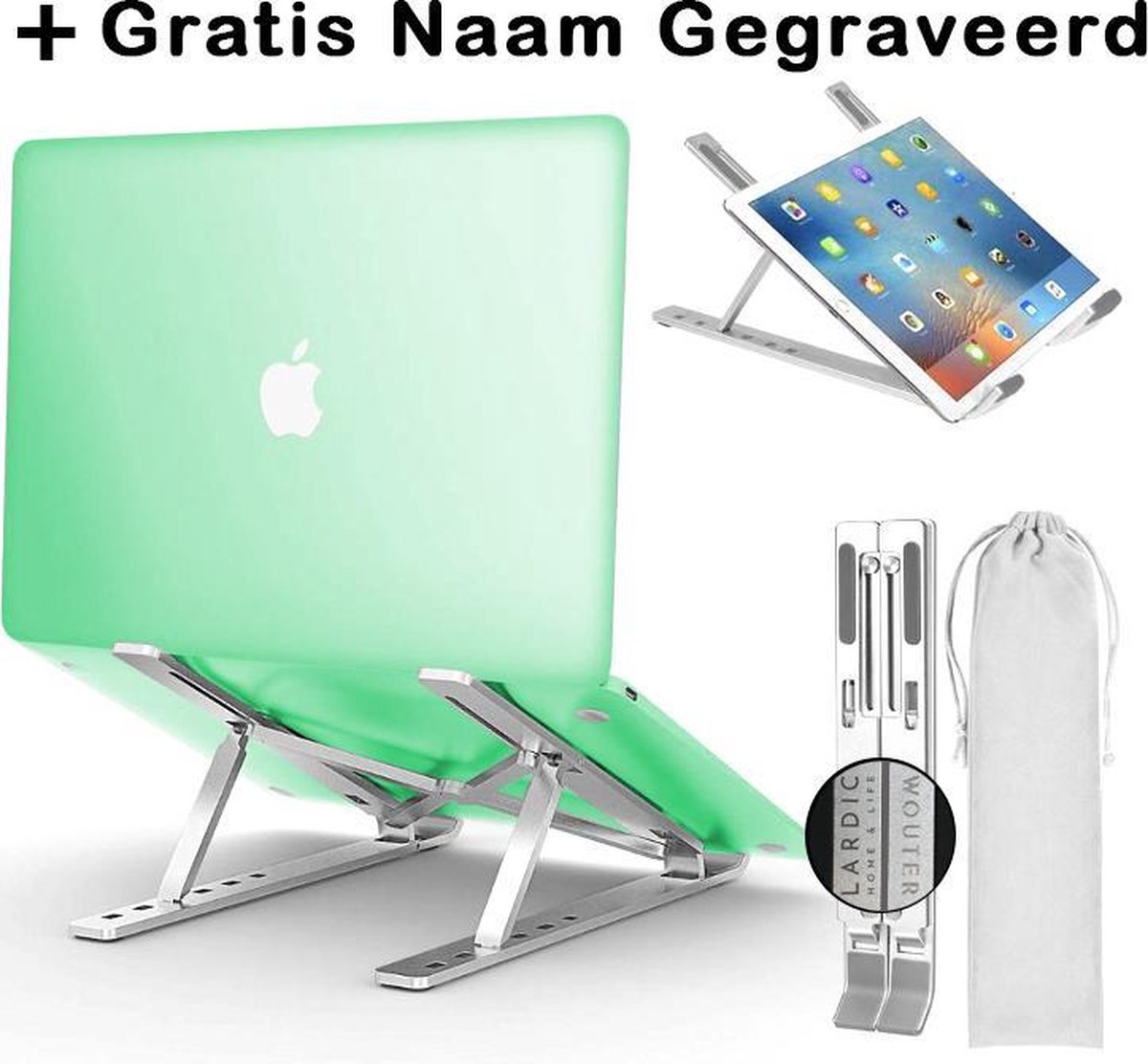 Verstelbare Ergonomische Laptop/Notebook Standaard- Met Uw Naam Gegraveerd! - Lichtgewicht laptop Apple Macbook Pro/Air