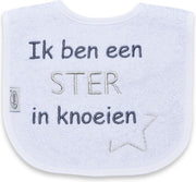 Funnies Babyslabbertje Ik Ben Een Ster In Knoeien Wit/Grijs 35154