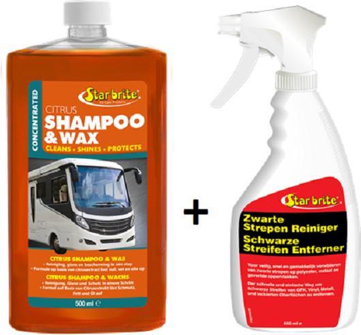 Caravan Shampoo & Wax + Zwarte Strepen Reiniger Voordeel SET | Starbrite