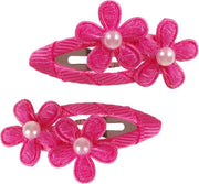 Haarclipjes fuchsia met bloem en pareltje