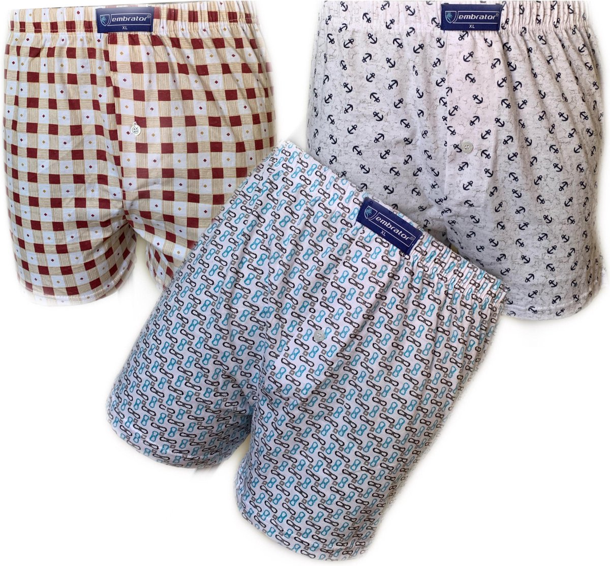 Embrator 3-stuks mannen Boxershorts Loose Fit katoen maat 3XL