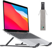 LURK® COMPACT Verstelbare Ergonomische Laptop Standaard | BLACK EDITION | Lichtgewicht laptop / notebook / tablet steun opvouwbare stand - zwart