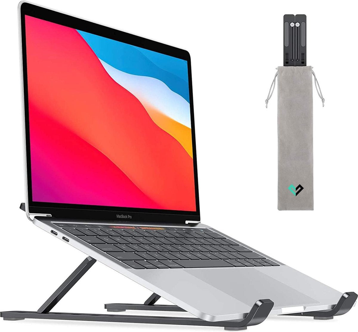 LURK® COMPACT Verstelbare Ergonomische Laptop Standaard | BLACK EDITION | Lichtgewicht laptop / notebook / tablet steun opvouwbare stand - zwart