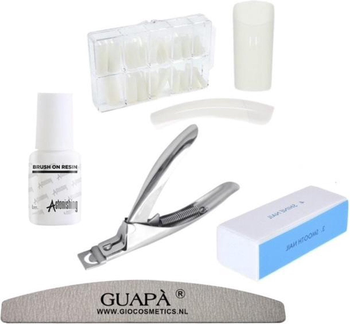 GUAPÀ - Kunstnagel Set voor het zetten van Nagelverlenging - 100 stuks Naturel Deluxe Nagel Kit - Acryl