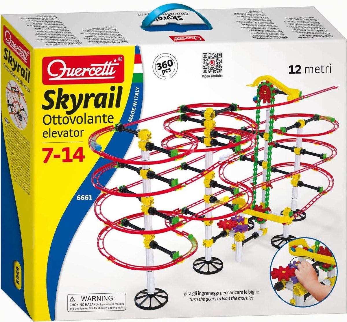 Quercetti Knikkerbaan met Lift - Skyrail Ottovolante