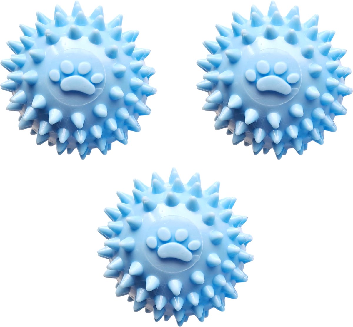Doxie® Rubber Hondenspeelgoed Ballen – Kauwballen – Speelgoed Hond – Hondenspeelgoed – Kauwspeelgoed Hond – Met Stekels – Zonder Piep – ⌀ 6 cm – Set van 3 – Blauw