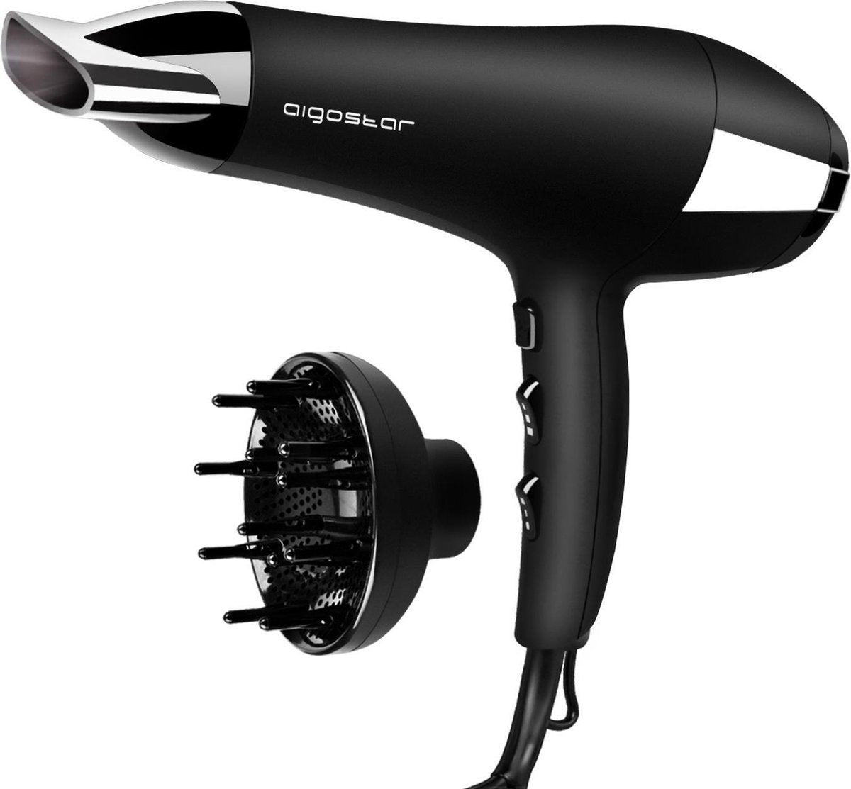Aigostar Monique 32HIE - Föhn met diffuser / Haardroger - 2400W - Zwart