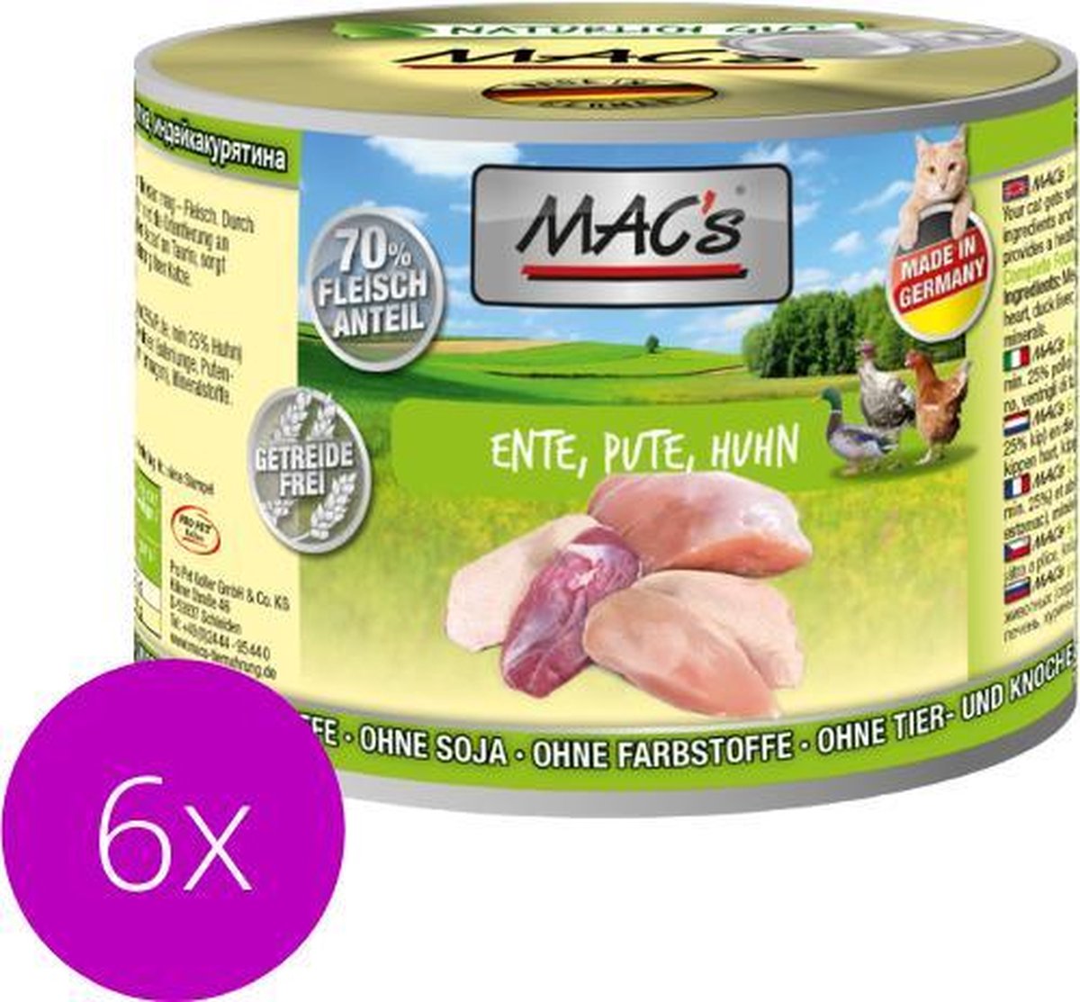 MAC's Kattenvoer Natvoer Blik 70% Eend