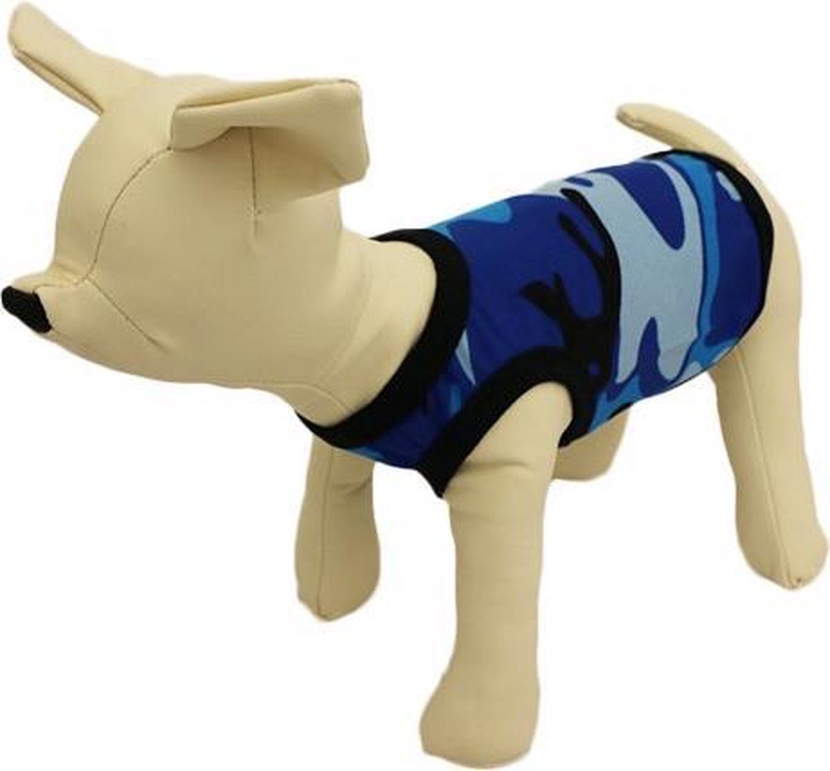 Camouflage shirt blauw met v-hals. - L ( rug lengte 28 cm