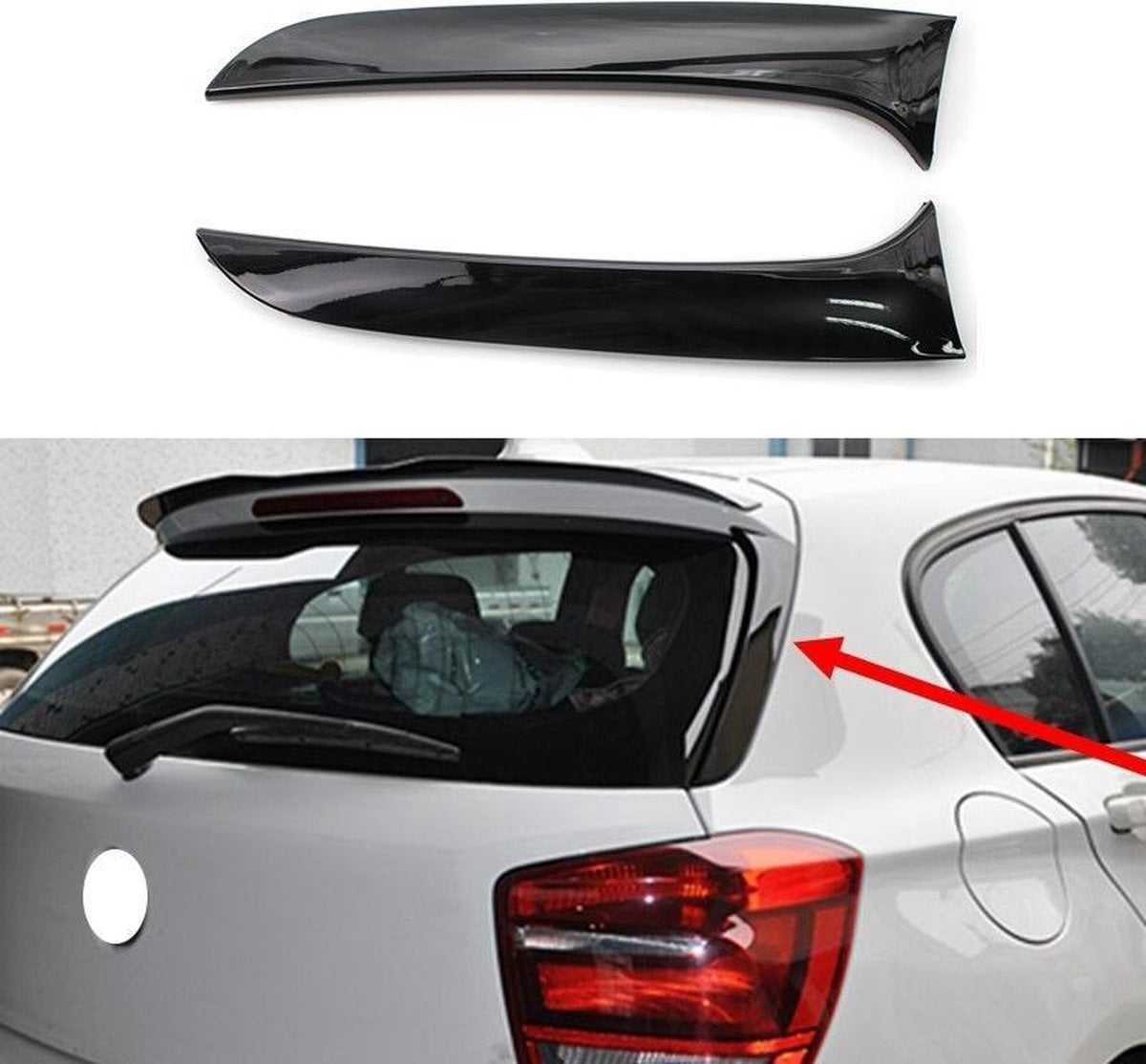 Bmw 1 Serie F20 F21 Achterraam Spoiler Wings Hoogglans Zwart Achterruit Canard M135 Look Styling