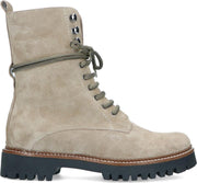 Manfield - Dames - Beige leren veterboots - Maat 40