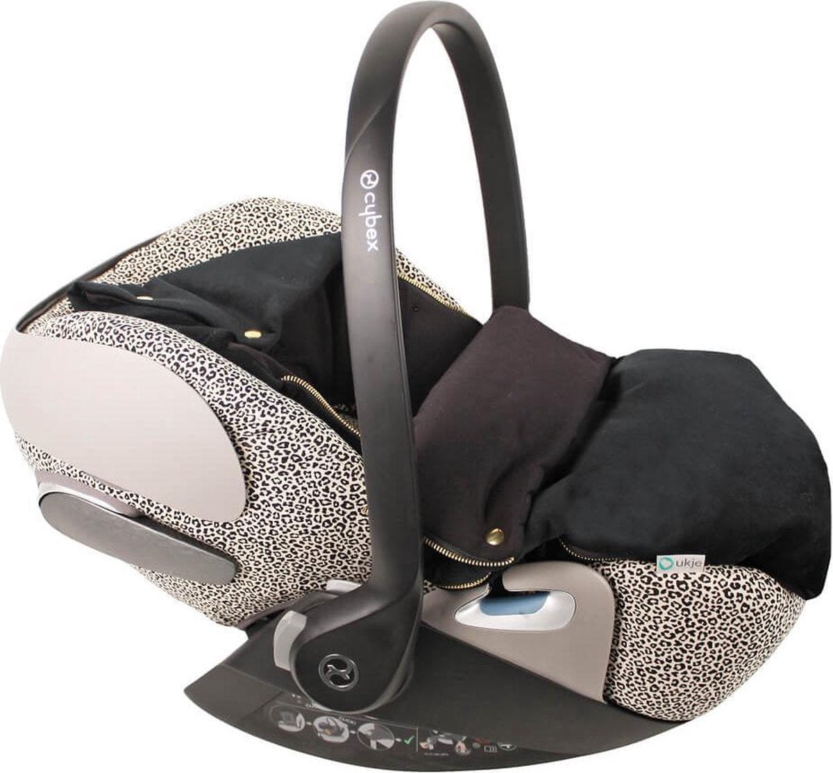Cybex Cloud Z hoes met luxe voetenzak - Zwart zand luipaard