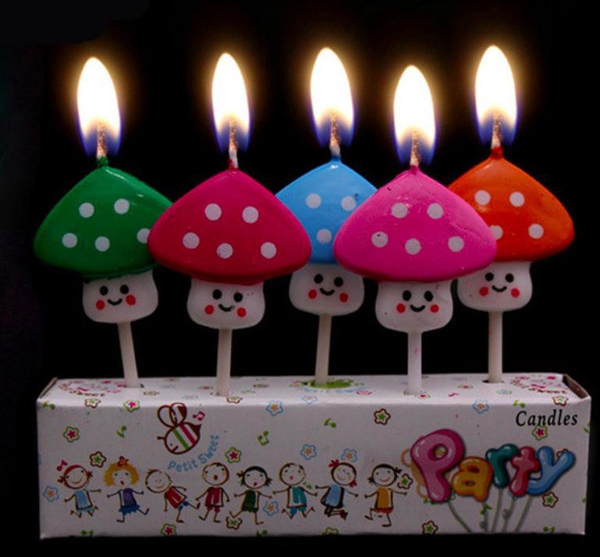 ProductGoods - 5 Verjaardagskaarsjes Paddenstoelen | Verjaardag | Traktatie | Taart Decoratie | Kinderen | Vuurwerk taartversiering