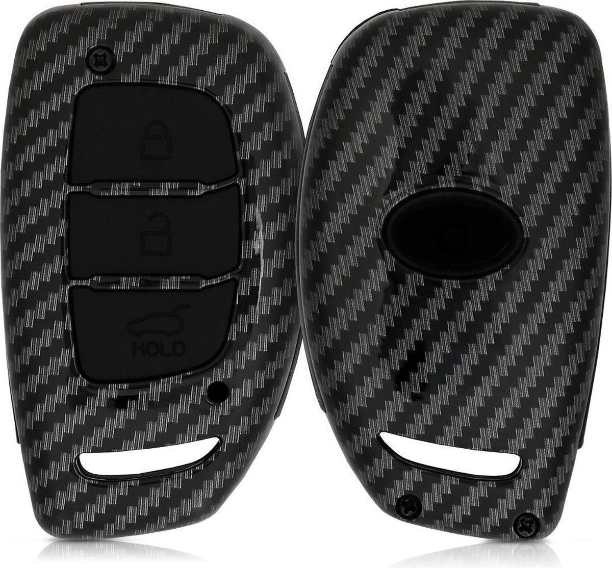 kwmobile autosleutelhoes voor Hyundai Kia 3-knops autosleutel Keyless Go - hardcover beschermhoes - Carbon design - zwart