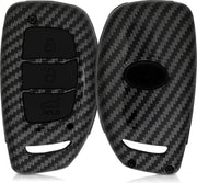 kwmobile autosleutelhoes voor Hyundai Kia 3-knops autosleutel Keyless Go - hardcover beschermhoes - Carbon design - zwart
