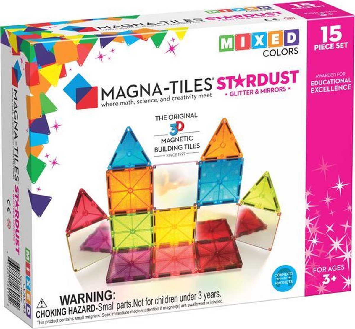 Magna-Tiles® Stardust - Set van 15 magnetische tegels