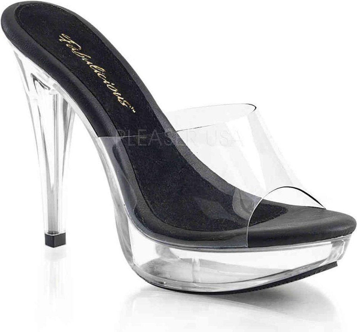 Fabulicious Muiltjes met hak -42 Shoes- COCKTAIL-501 US 12 Zwart/Transparant
