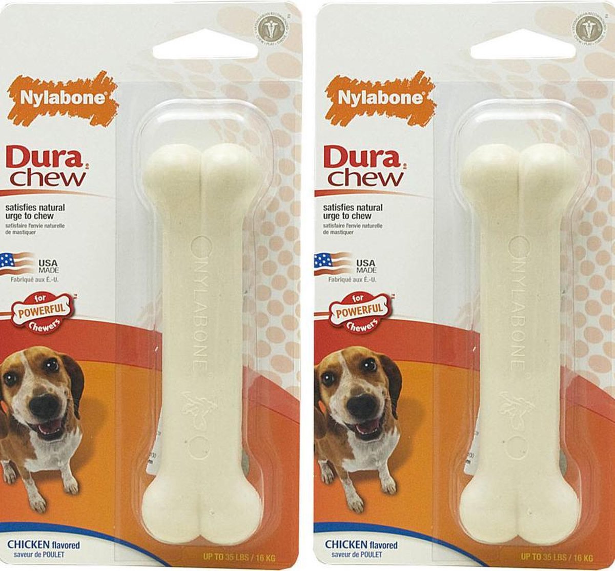 Nylabone Harde Bijters Kluif - Kip - Voor Honden tot 15 kg per 2 stuks