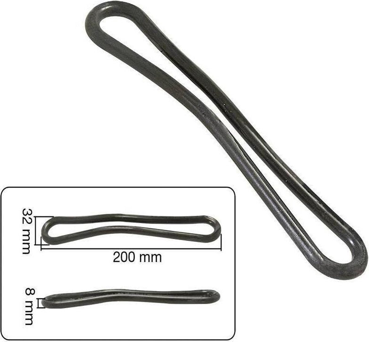 Spanrubbers 200 x 8 mm Zwart (Per stuk)
